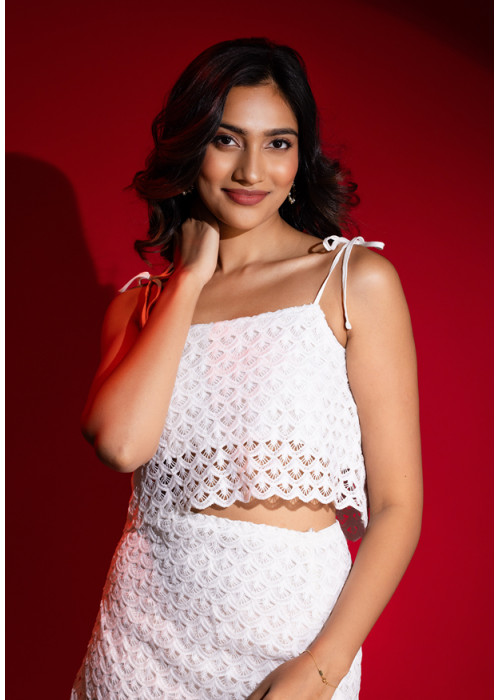 ELYZZA STRAP WHITE CROP TOP 